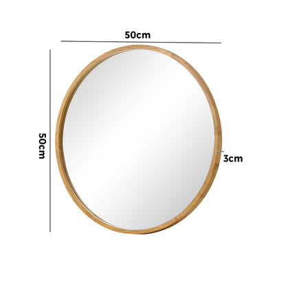 Wall Mirror with Wood Frame 60cm Round