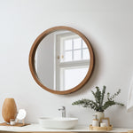 Round Wall Mirror 50cm Walnut Vanity Decor | HomeAndLiving