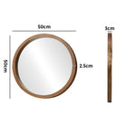 Round Wall Mirror 50cm Walnut Vanity Decor | HomeAndLiving