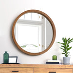 Round Wall Mirror 50cm Walnut Vanity Decor | HomeAndLiving