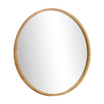 Round Wall Mounted Mirror with Wood Frame
