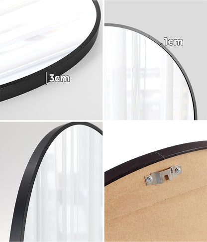 Wall Mirror Round 70cm Black
