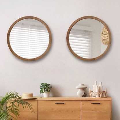 Round Wall Mirrors 70cm Walnut Set of 2 | HomeAndLiving
