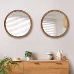 Round Wall Mirrors 70cm Walnut Set of 2 | HomeAndLiving