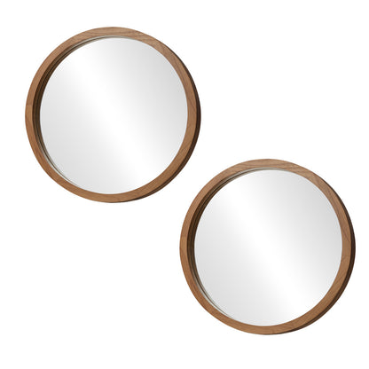 Round Wall Mirrors 70cm Walnut Set of 2 | HomeAndLiving - 2