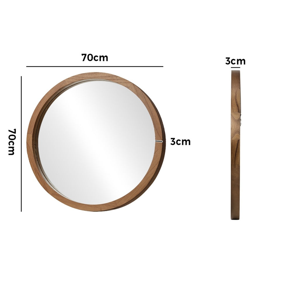 Round Wall Mirrors 70cm Walnut Set of 2 | HomeAndLiving - 7