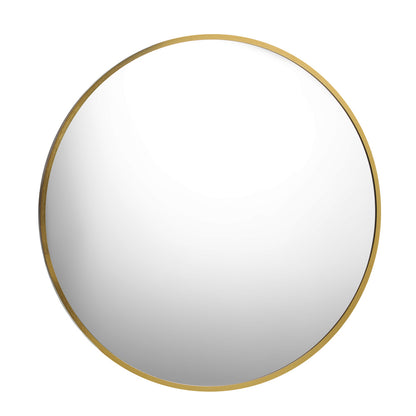 Round Wall Mirror Black & Gold Frame 80cm Modern Bathroom Bedroom Decor
