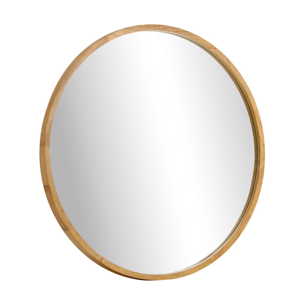 Wall Mirror with Wood Frame 80cm Round