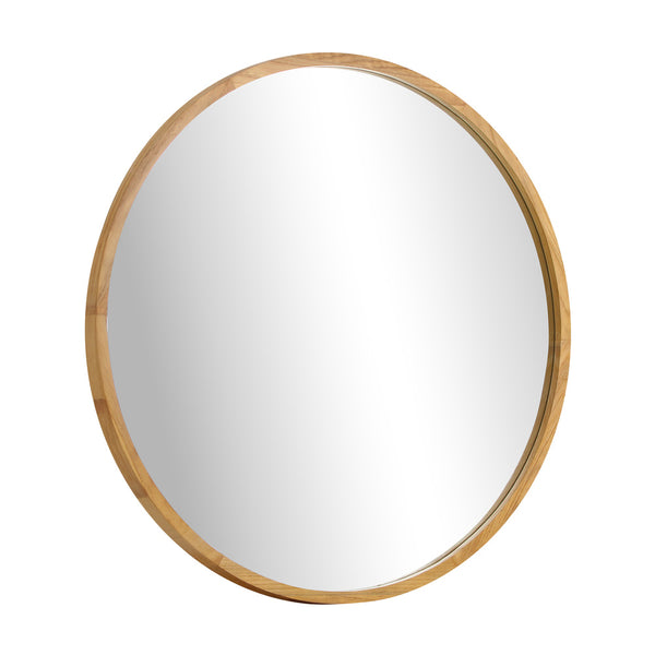  Wall Mirror with Wood Frame 80cm Round