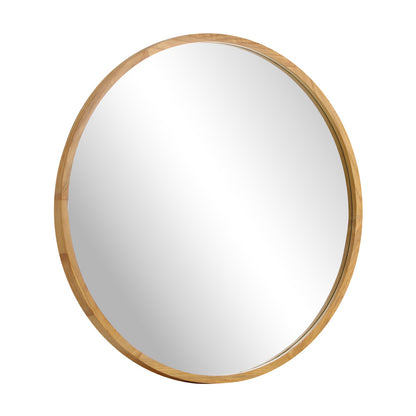 Round Wall Mounted Mirror with Wood Frame