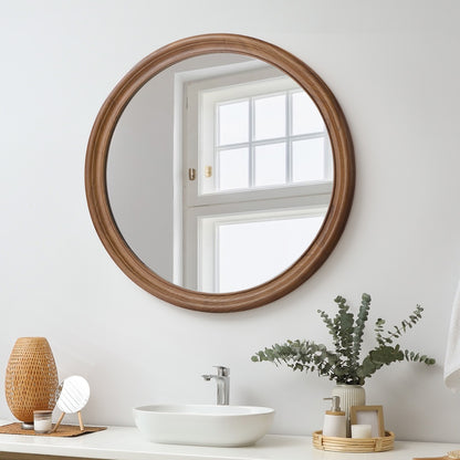 Round Wall Mirror Wooden Frame 70x3cm