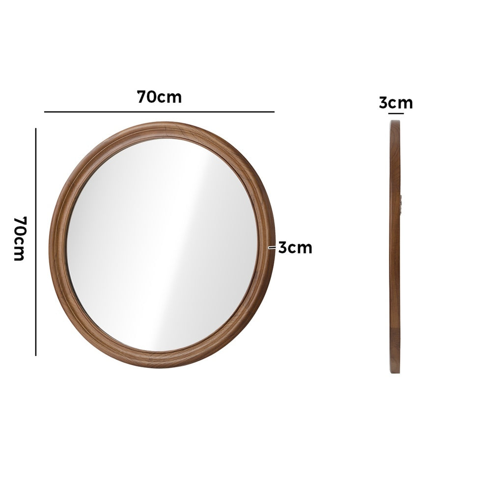 Round Wall Mirror Wooden Frame 70x3cm
