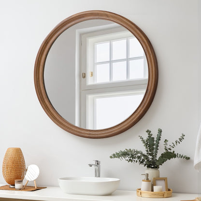 Round Wall Mirror Wooden Frame 80x3cm