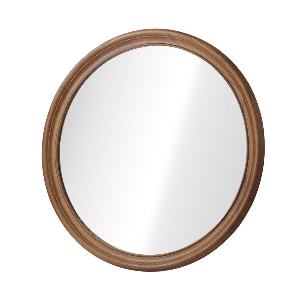 Round Wall Mirror Wooden Frame 80x3cm