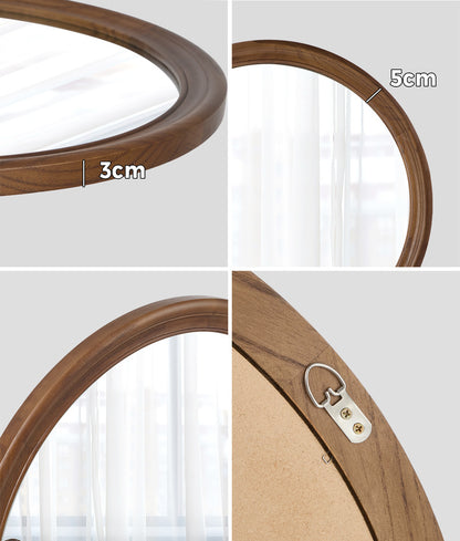 Round Wall Mirror Wooden Frame 80x3cm