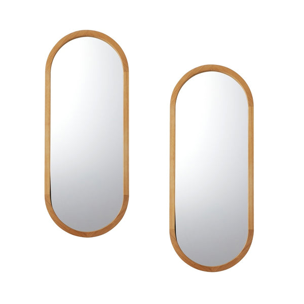  Wall Mirrors Oval Mirror Wooden 76x31cm Set of 2