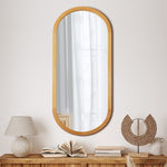 Wall Mirrors Oval Mirror Wooden 76x31cm Set of 2