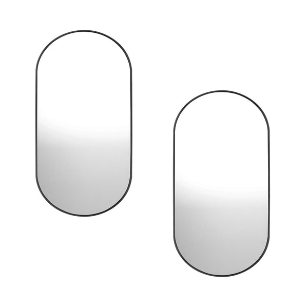  Wall Mirrors Oval Mirror Black/Gold/Wooden 84x50cm Set of 2