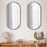 Wall Mirrors Oval Mirror Black/Gold/Wooden 84x50cm Set of 2