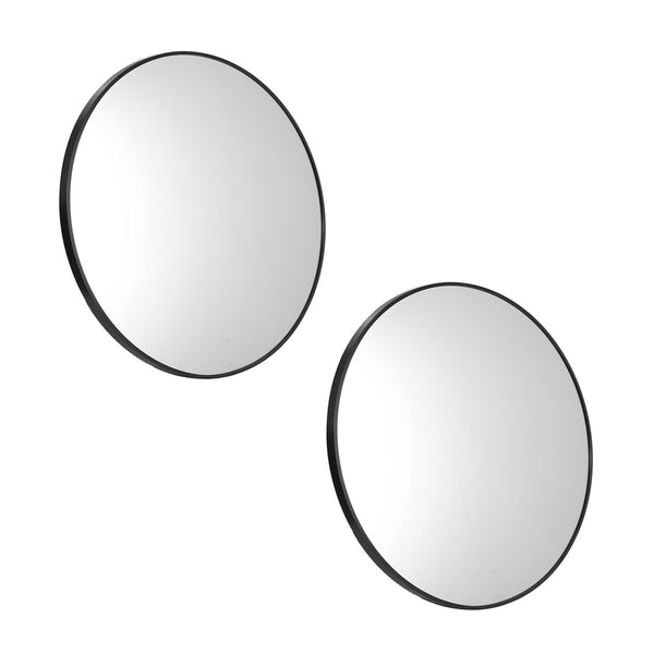  Wall Mirrors Round 50/60/70/80 cm Black/Gold/Wooden Set of 2