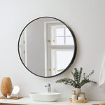 Round Wall Mirror 60cm Black Frame Modern Bathroom Bedroom Home Decor