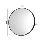 Round Wall Mirror 60cm Black Frame Modern Bathroom Bedroom Home Decor