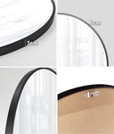 Round Wall Mirror 60cm Black Frame Modern Bathroom Bedroom Home Decor