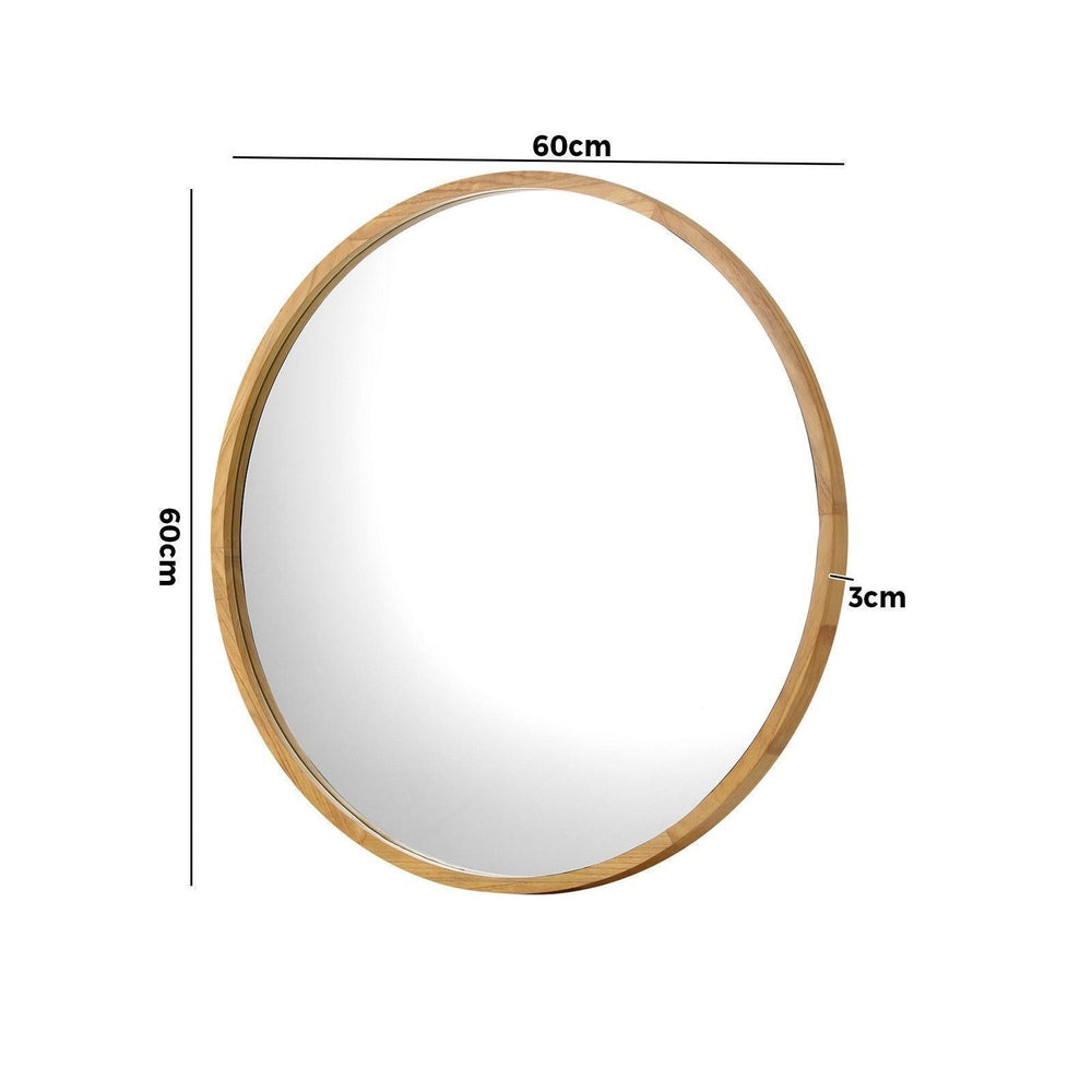 Wall Mirrors Round 60cm Wooden Set of 2