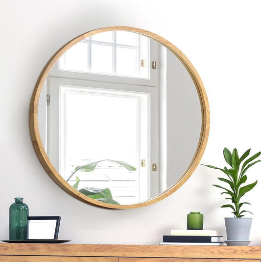 Wall Mirrors Round 60cm Wooden Set of 2