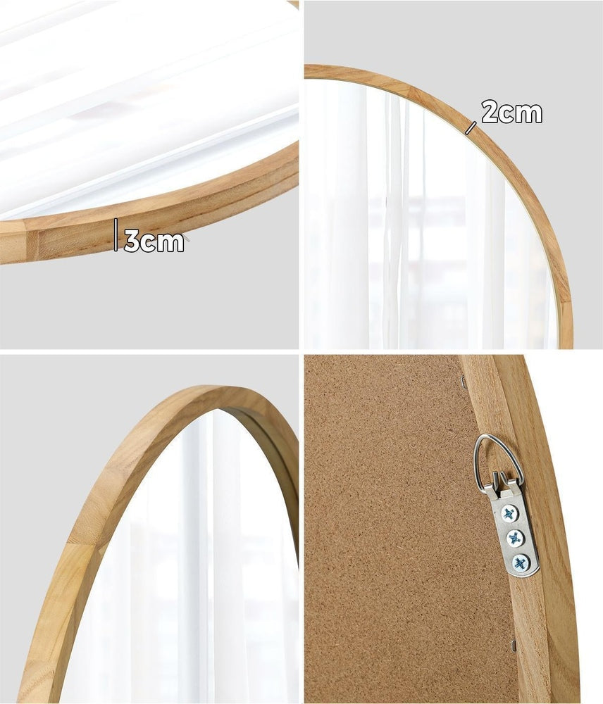 Wall Mirrors Round 60cm Wooden Set of 2