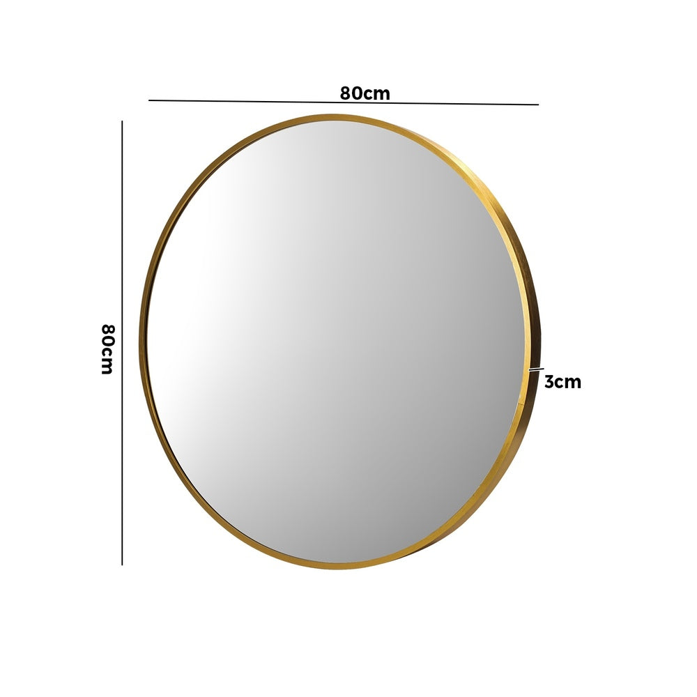 Wall Mirrors Round 80cm Gold Set of 2