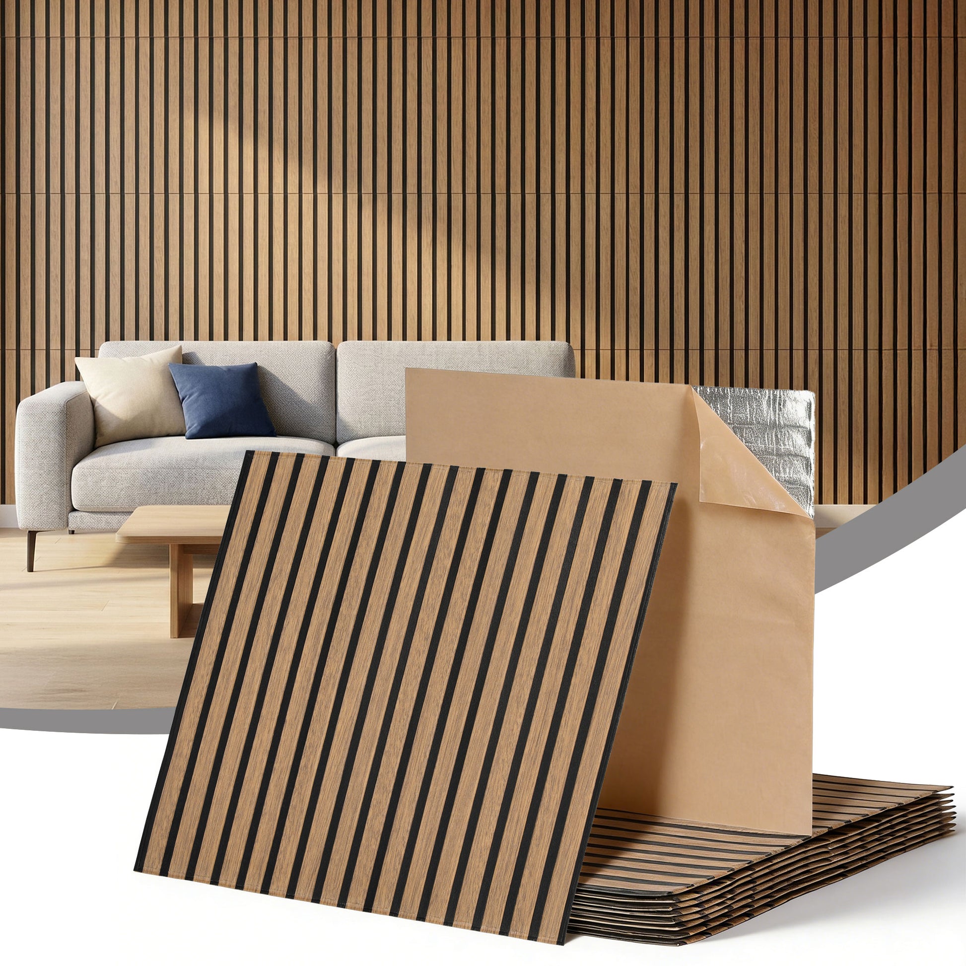 Peel Stick Wall Panels 68x68cm 10 Pack Brown | HomeAndLiving