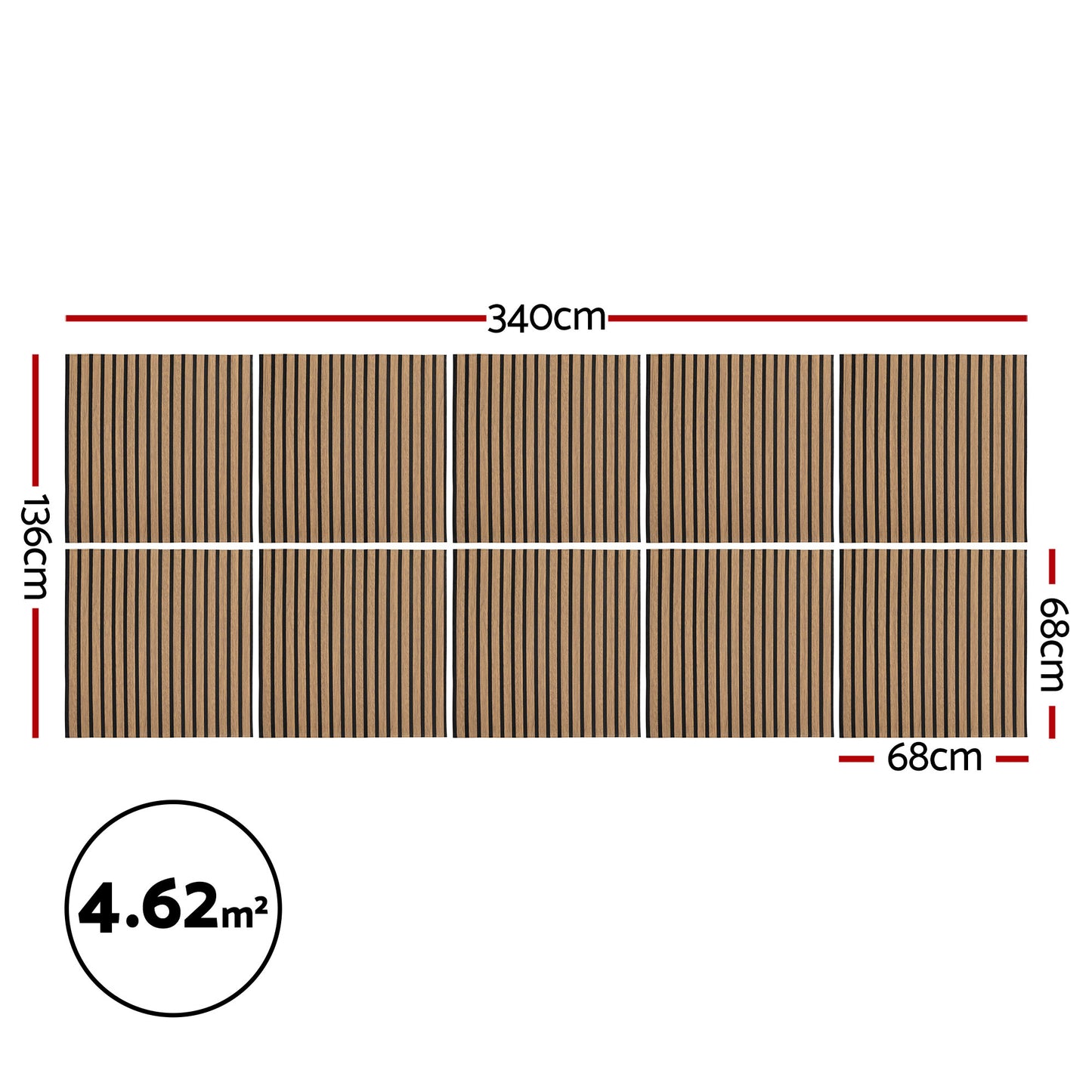 Peel Stick Wall Panels 68x68cm 10 Pack Brown | HomeAndLiving