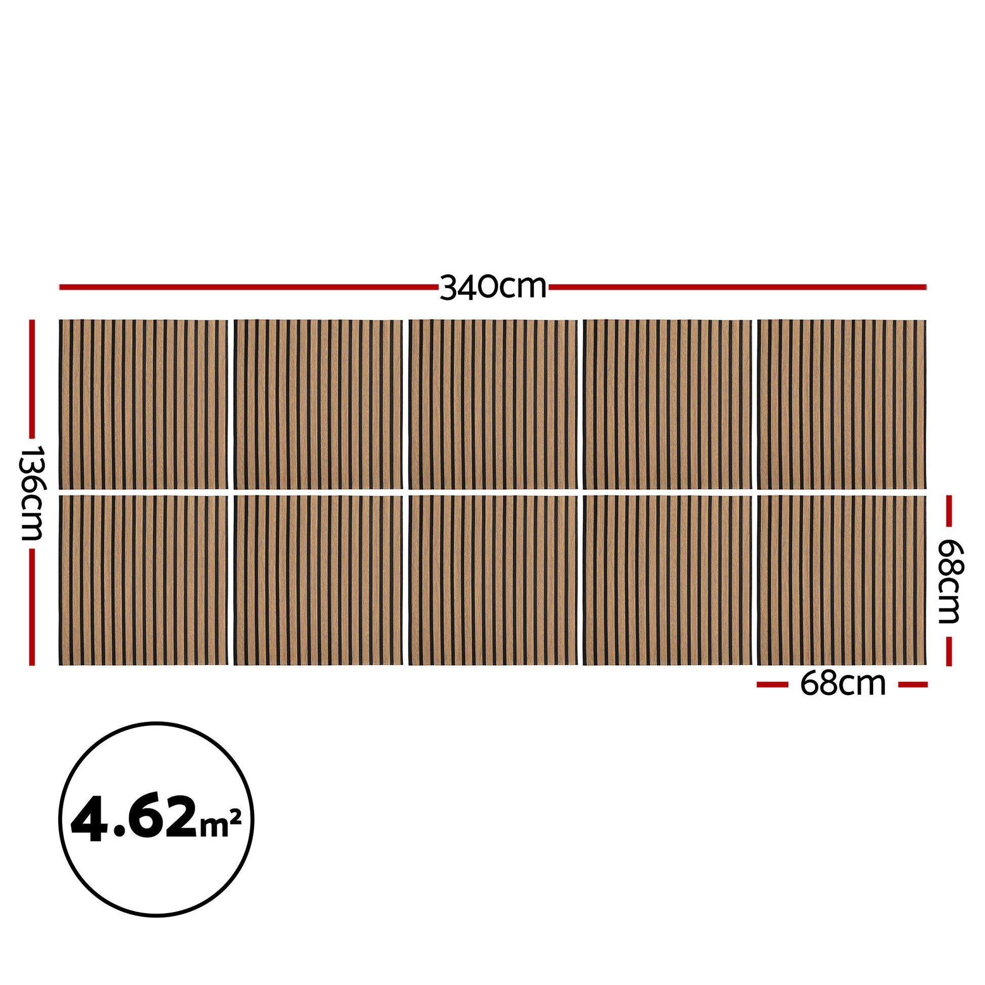 Peel Stick Wall Panels 68x68cm 10 Pack Brown | HomeAndLiving