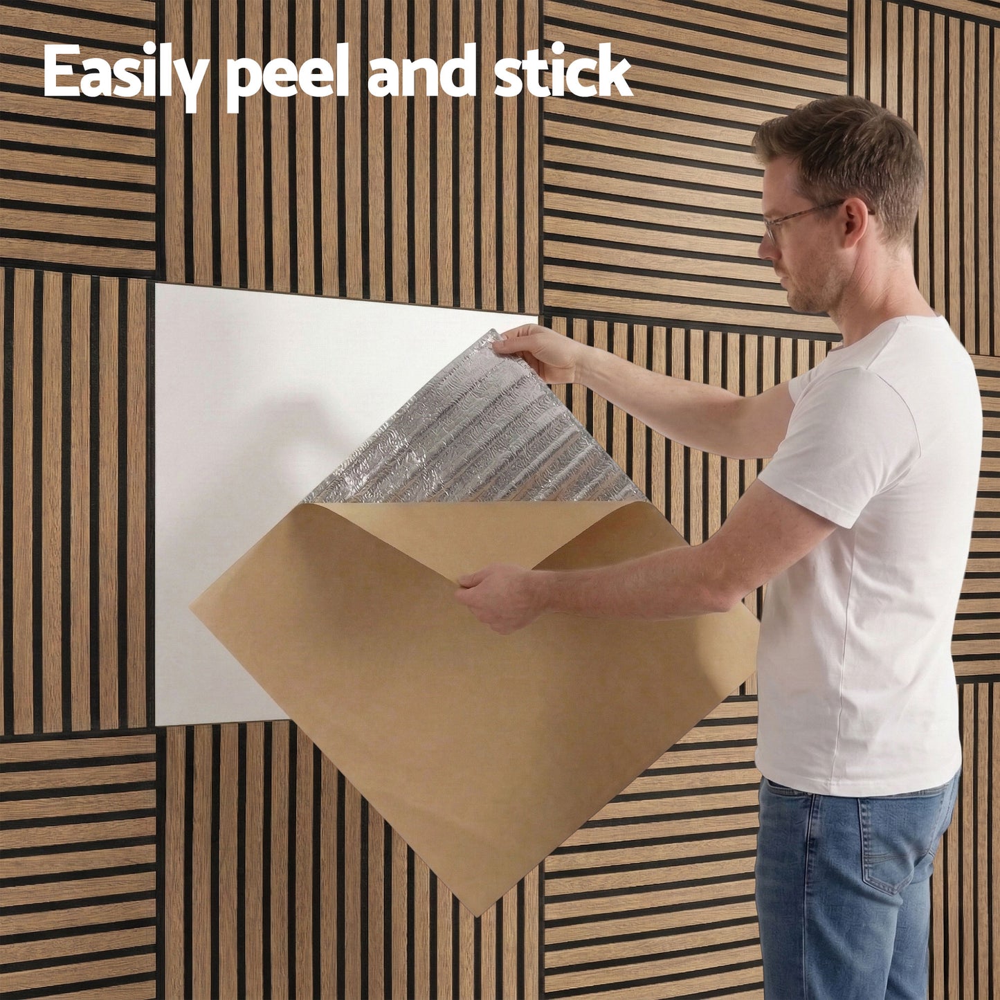 Peel Stick Wall Panels 68x68cm 10 Pack Brown | HomeAndLiving