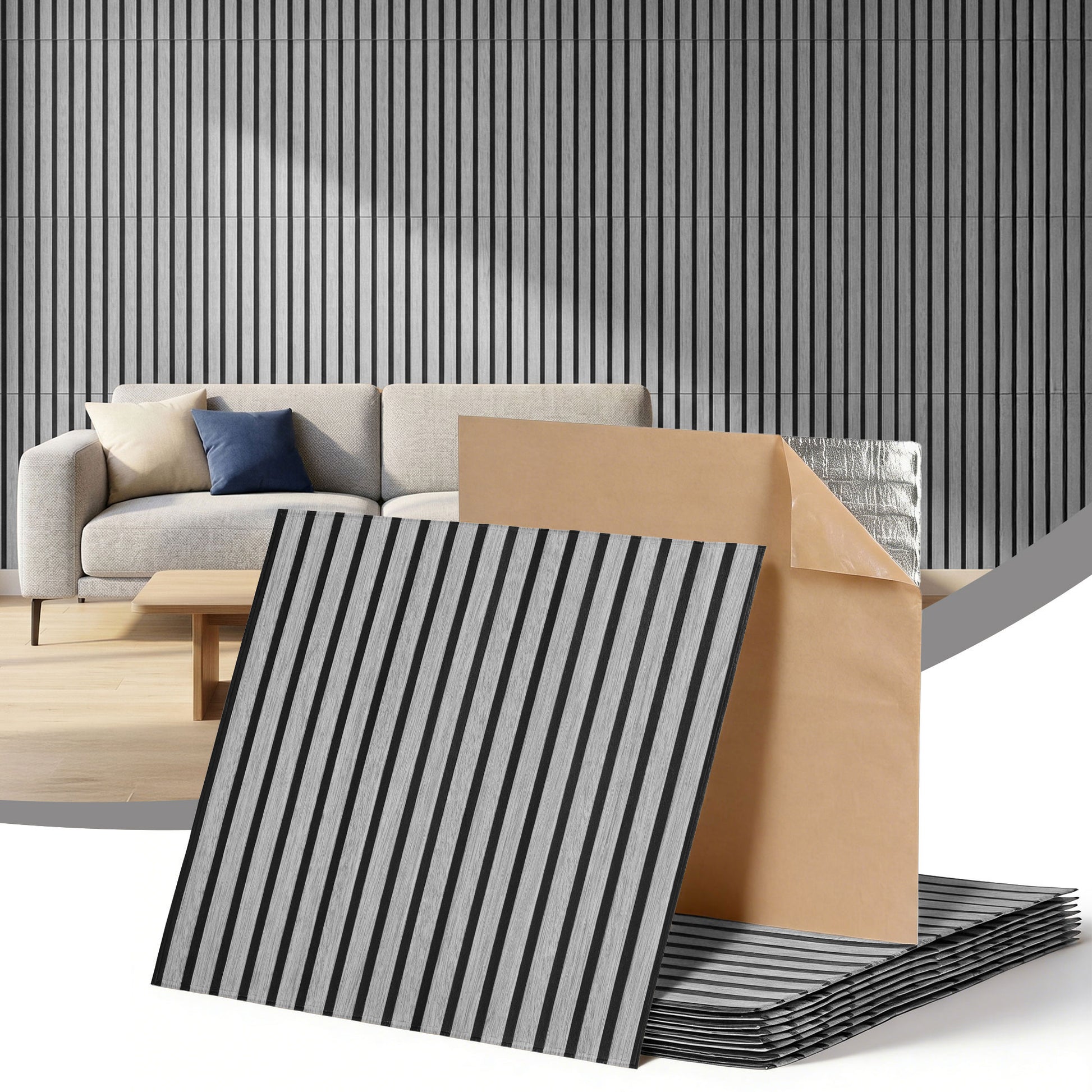 Peel Stick Wall Panels 68x68cm 10 Pack Grey | HomeAndLiving