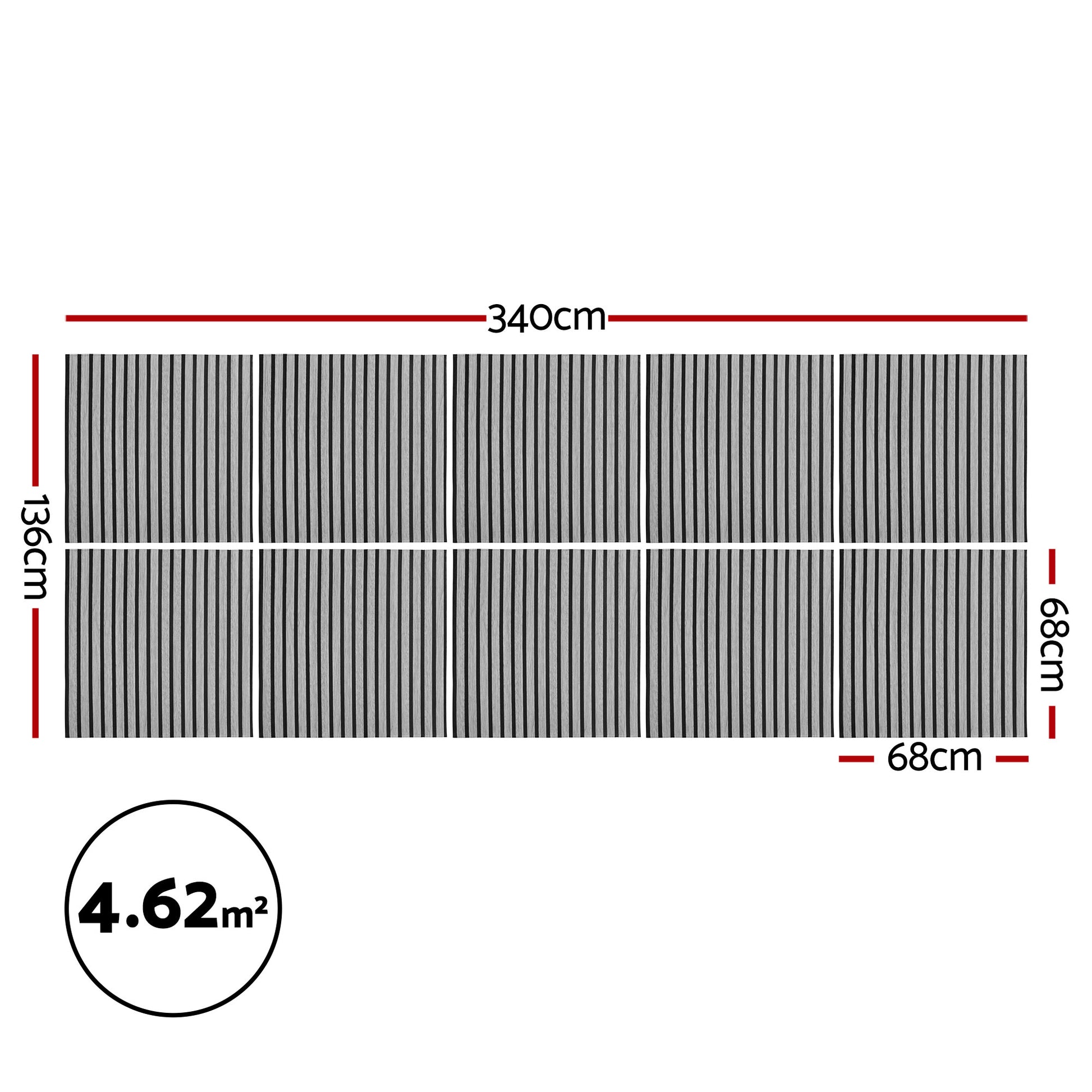 Peel Stick Wall Panels 68x68cm 10 Pack Grey | HomeAndLiving