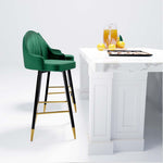 Velvet Swivel Bar Stools x 2 Green