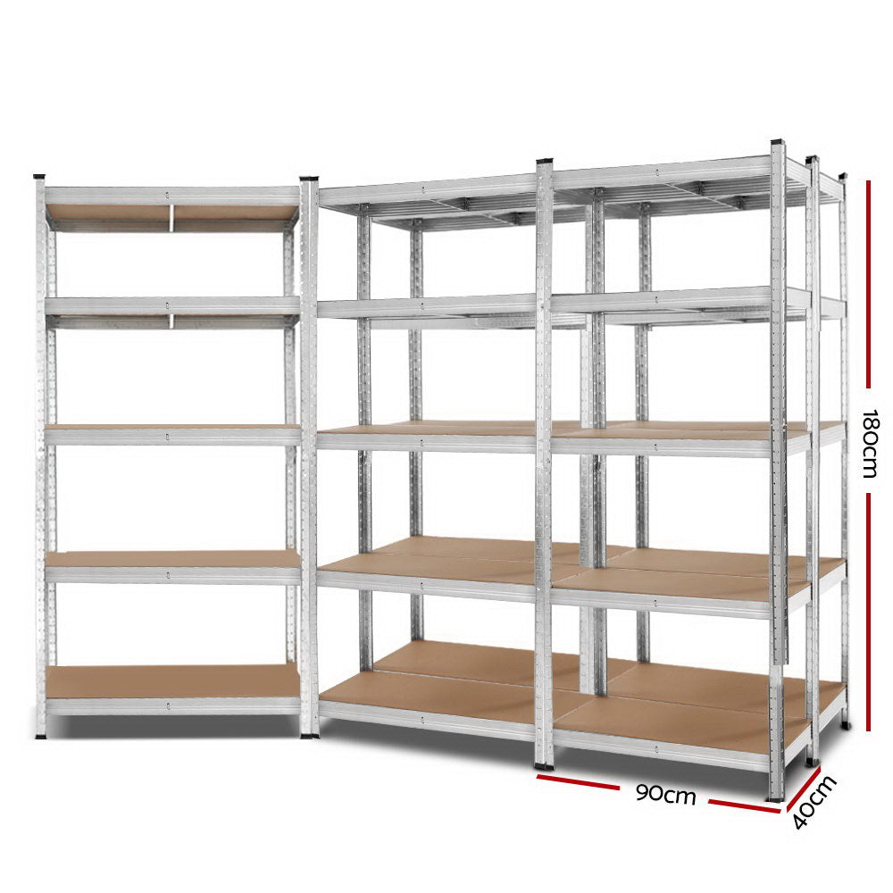 5X1.8M Garage Shelving Warehouse Rack Pallet Racking Storage Shelf Silver