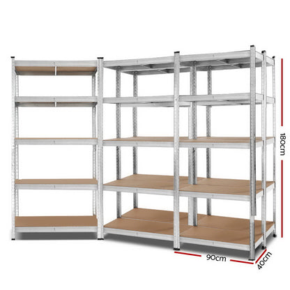 5X1.8M Garage Shelving Warehouse Rack Pallet Racking Storage Shelf Silver