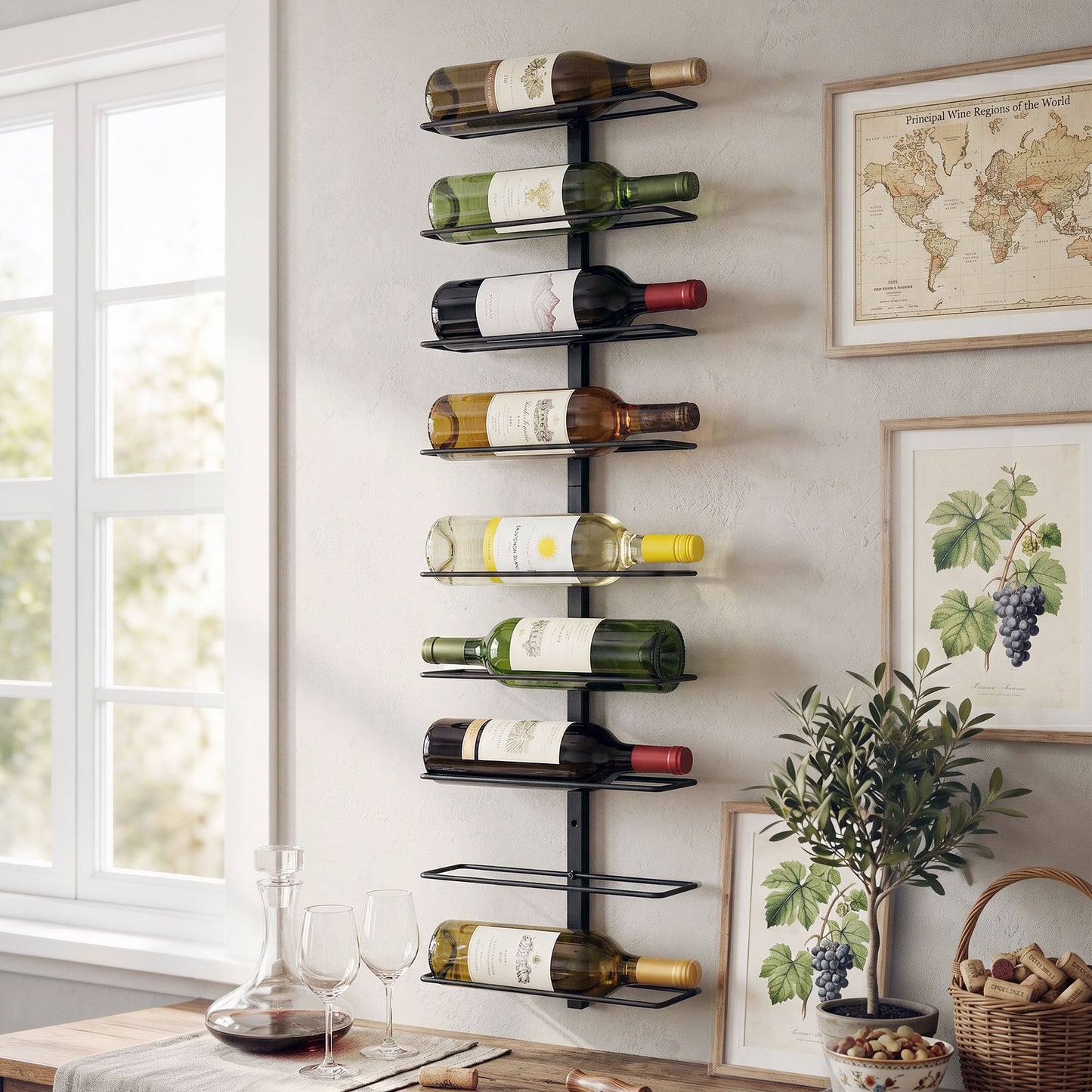 Wall Mounted Wine Rack 9 Bottle Metal Black | HomeAndLiving