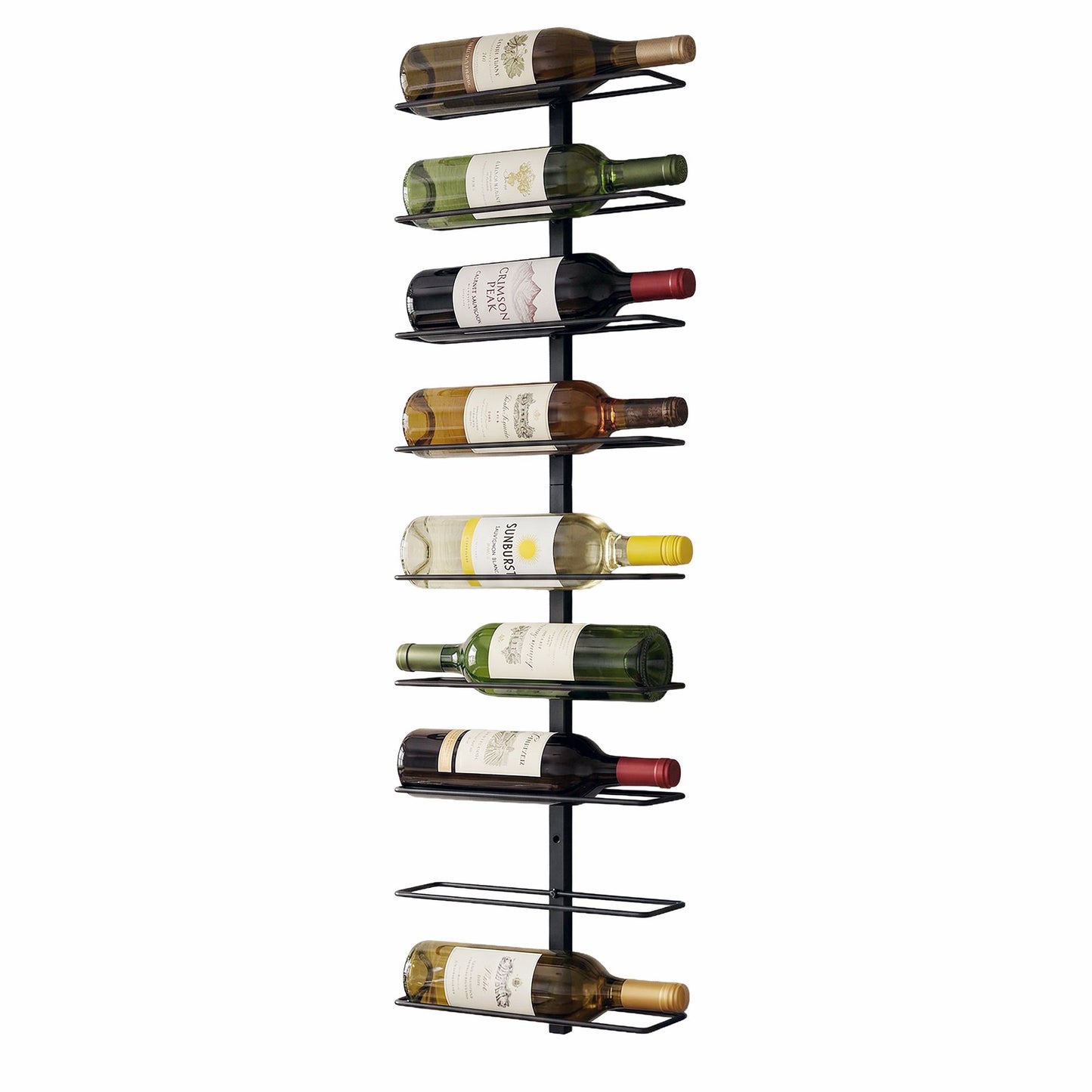 Wall Mounted Wine Rack 9 Bottle Metal Black | HomeAndLiving