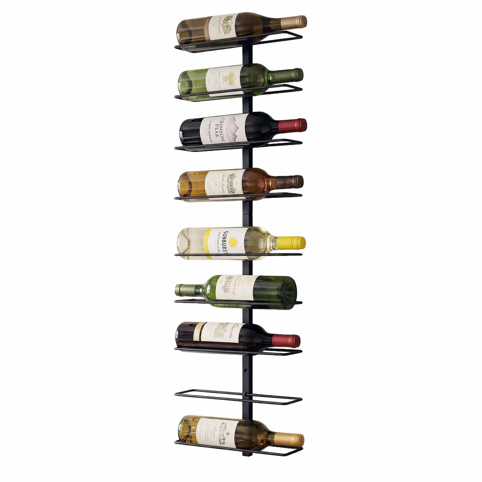 Wall Mounted Wine Rack 9 Bottle Metal Black | HomeAndLiving