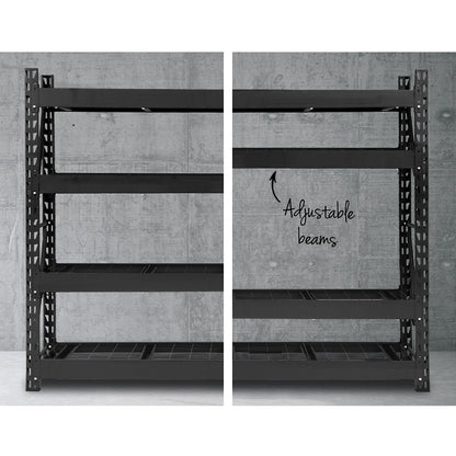 4Mx2M Garage Shelving Warehouse Rack Pallet Racking Storage Shelve Black