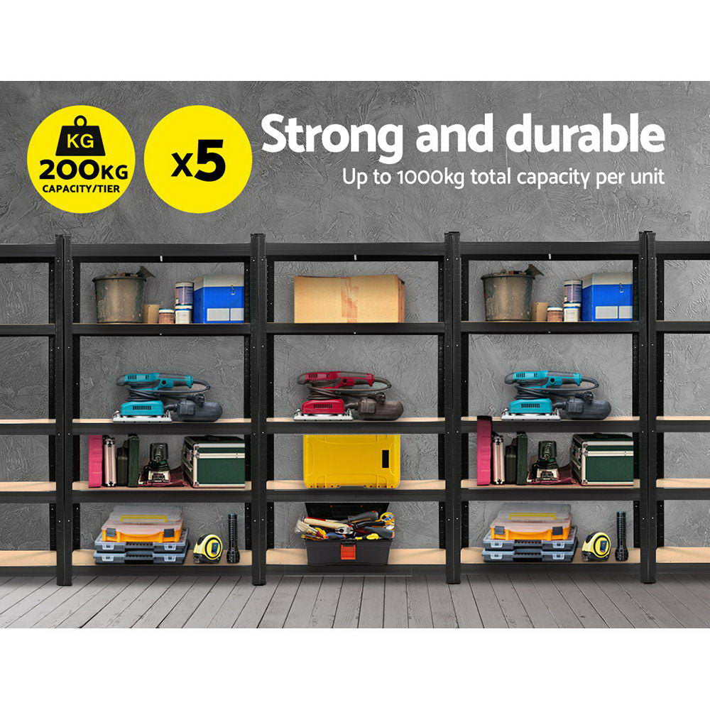 5X1.8M Garage Shelving Warehouse Rack Pallet Racking Storage Shelf Black