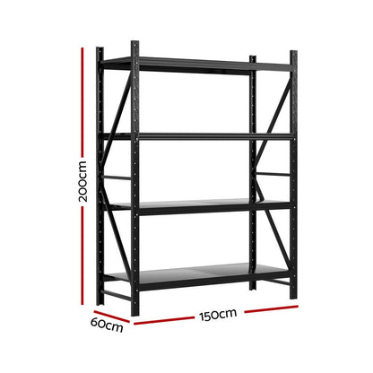 2Mx1.5M Garage Shelving Warehouse Rack Black
