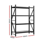 2Mx1.5M Garage Shelving Warehouse Rack Black