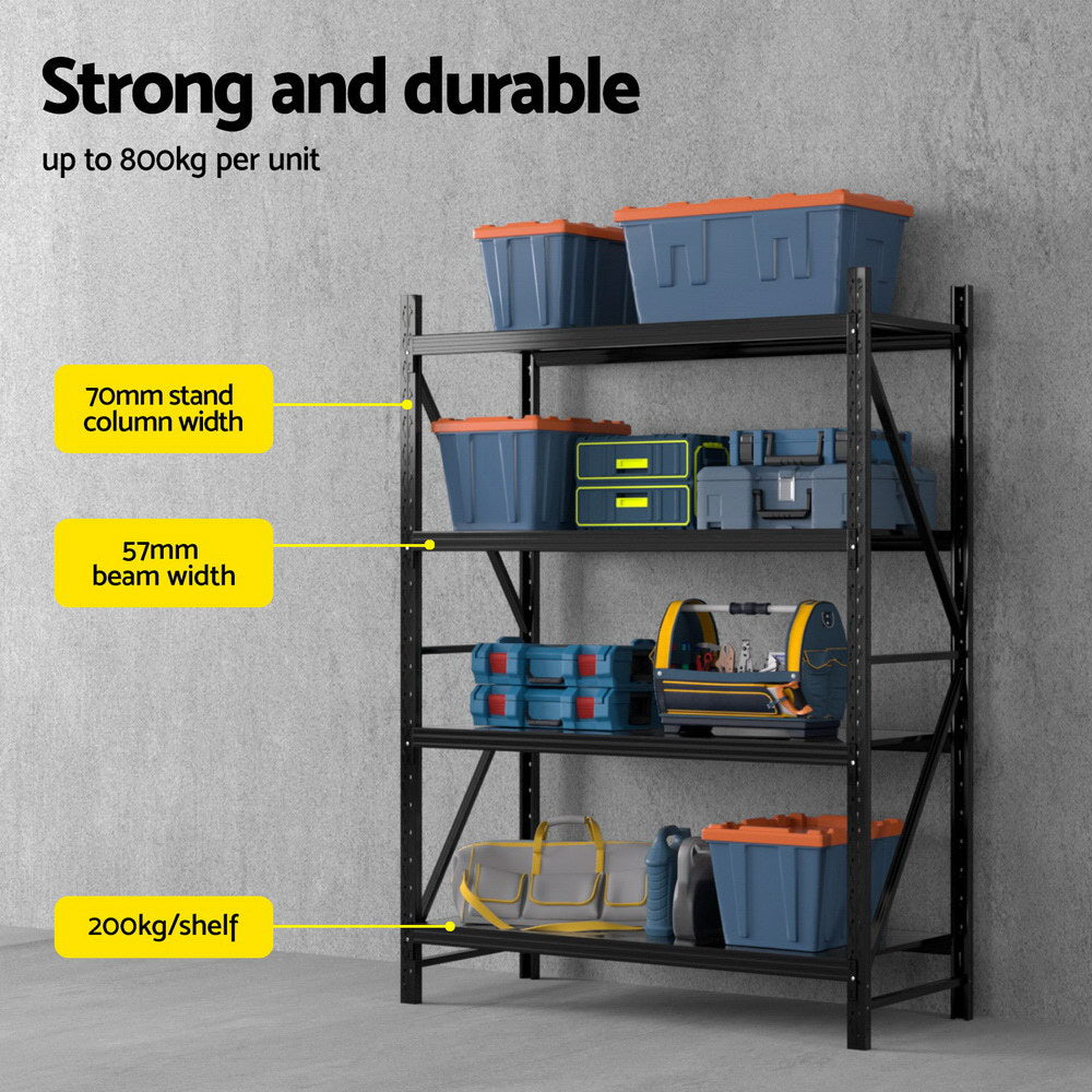2Mx1.5M Garage Shelving Warehouse Rack Black