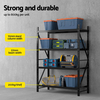 2Mx1.5M Garage Shelving Warehouse Rack Black