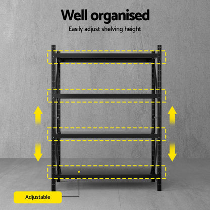 2Mx1.5M Garage Shelving Warehouse Rack Black